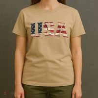 Usa Text Flag American Flag Patriotic 4th Of July T-Shirt thumb 4