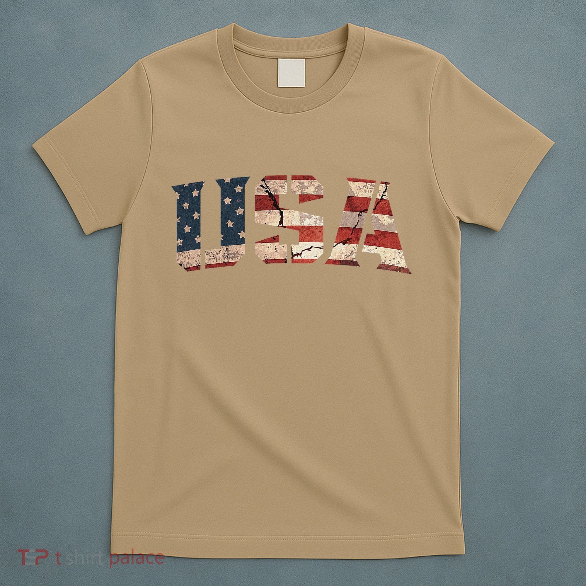 Usa Text Flag American Flag Patriotic 4th Of July T-Shirt