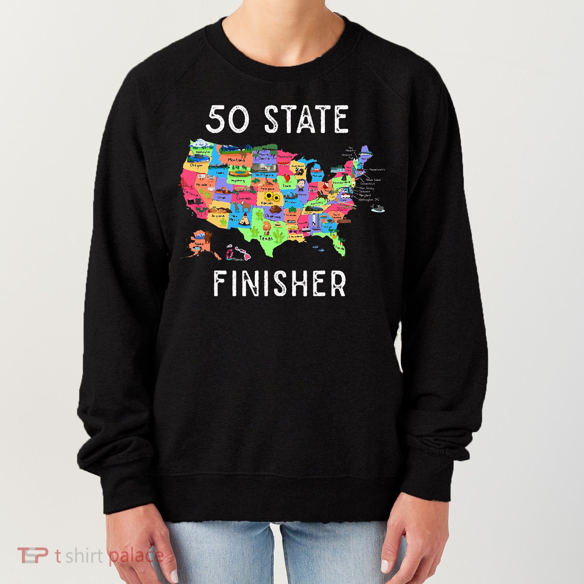USA Travel Gift Visit 50 States Map Women's Sweatshirt