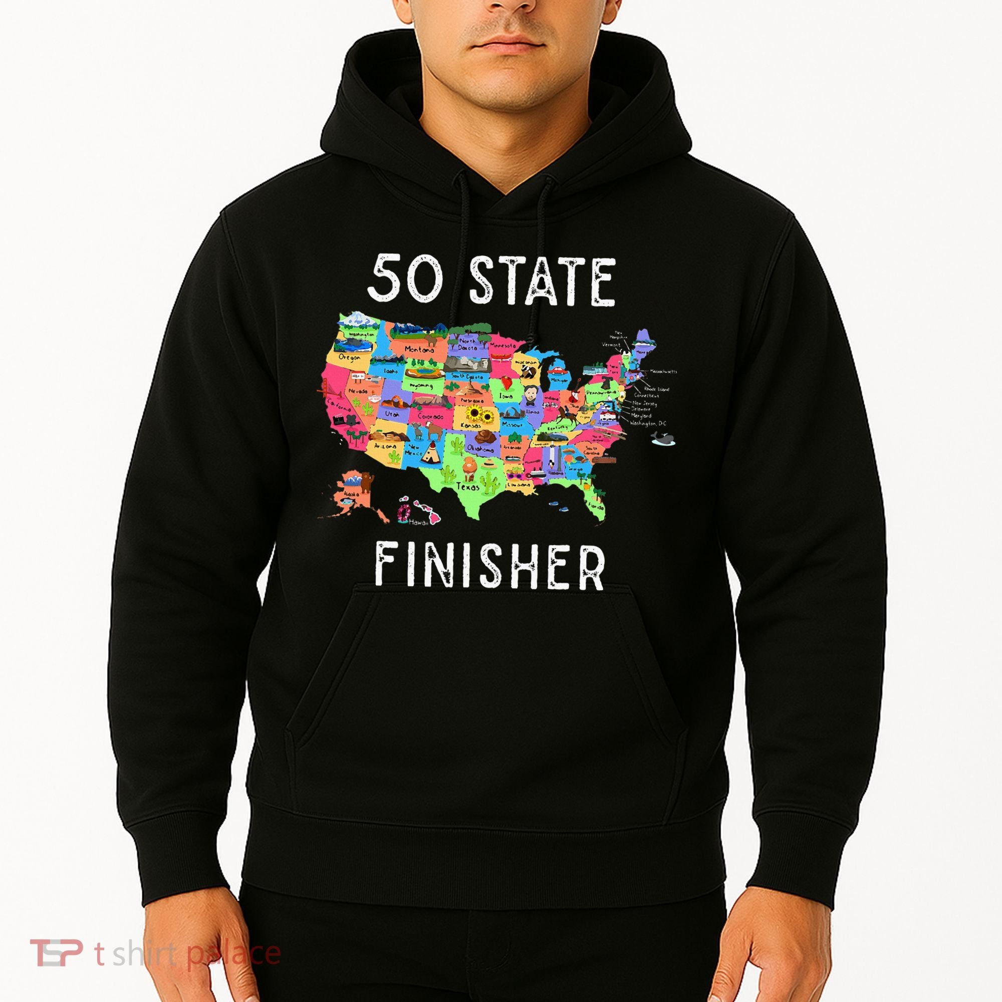 USA Travel Gift Visit 50 States Map Hoodie