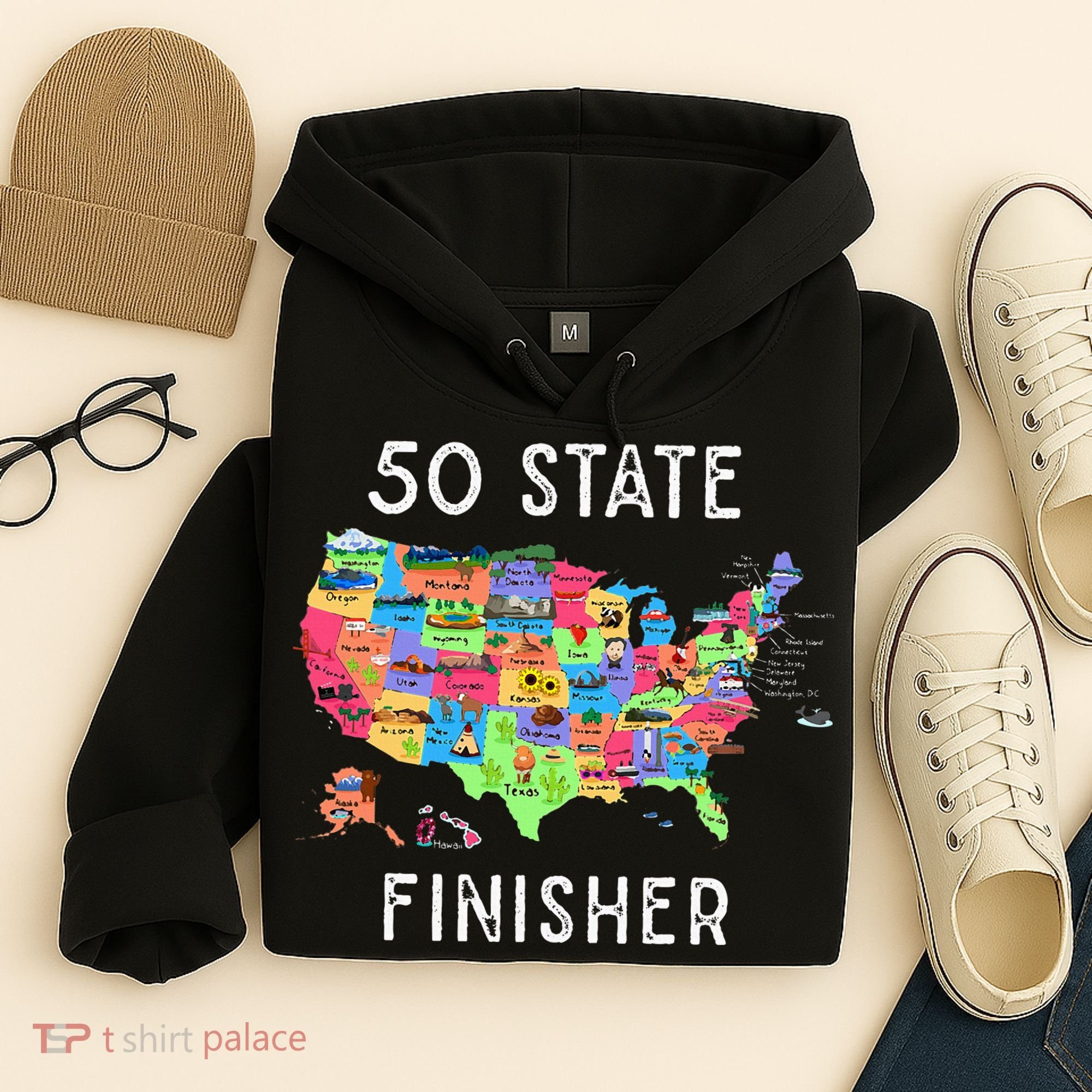 USA Travel Gift Visit 50 States Map Hoodie
