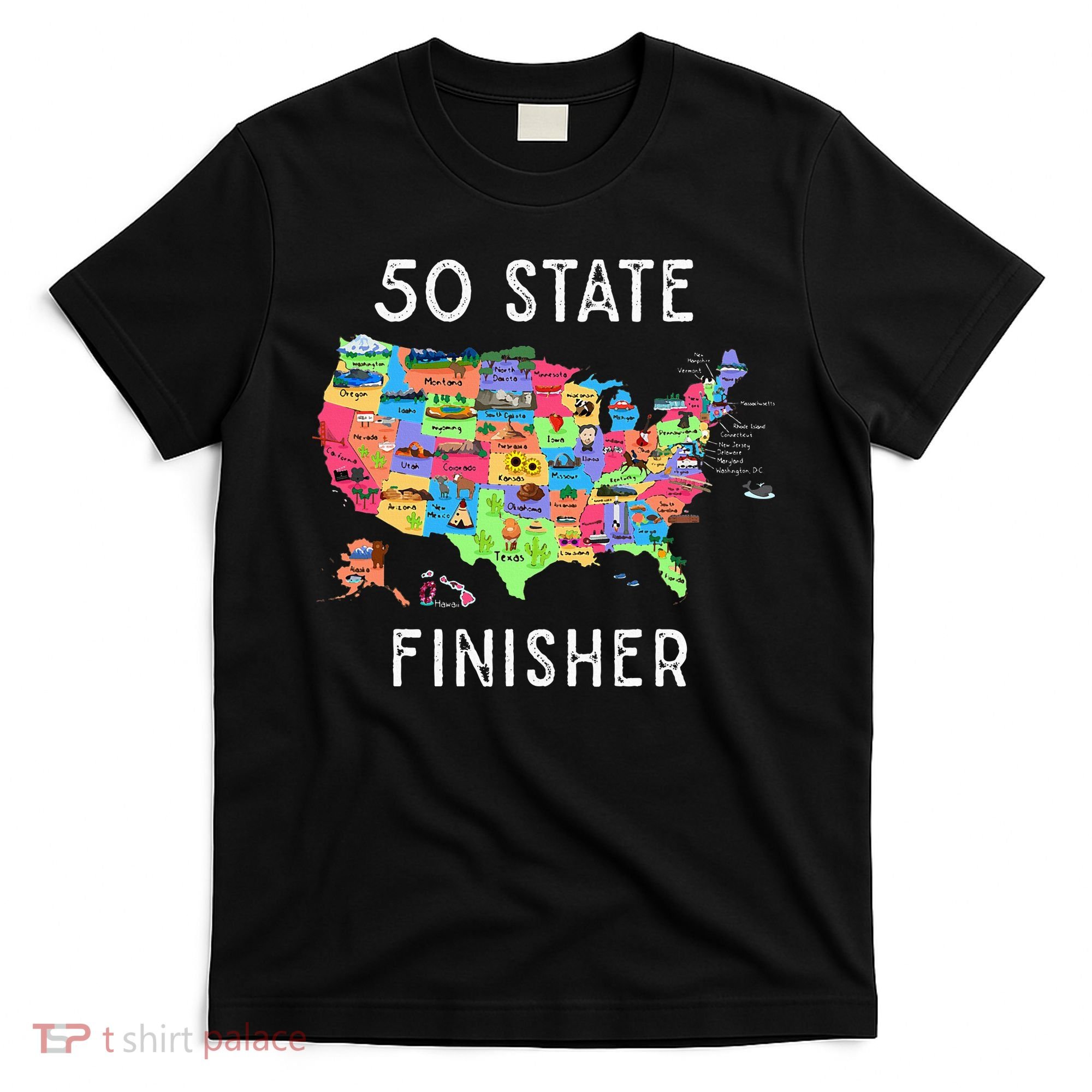 USA Travel Gift Visit 50 States Map T-Shirt