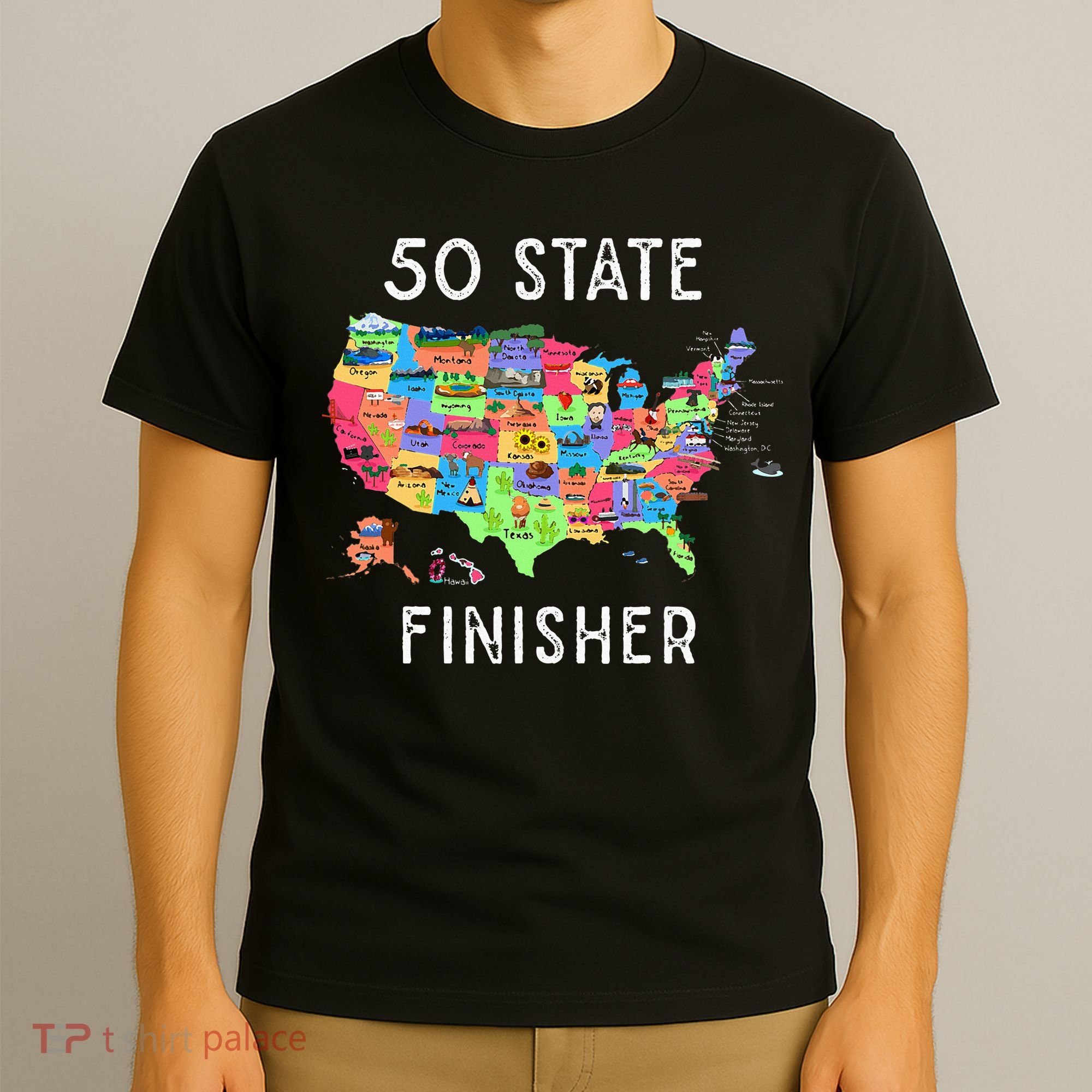 USA Travel Gift Visit 50 States Map T-Shirt