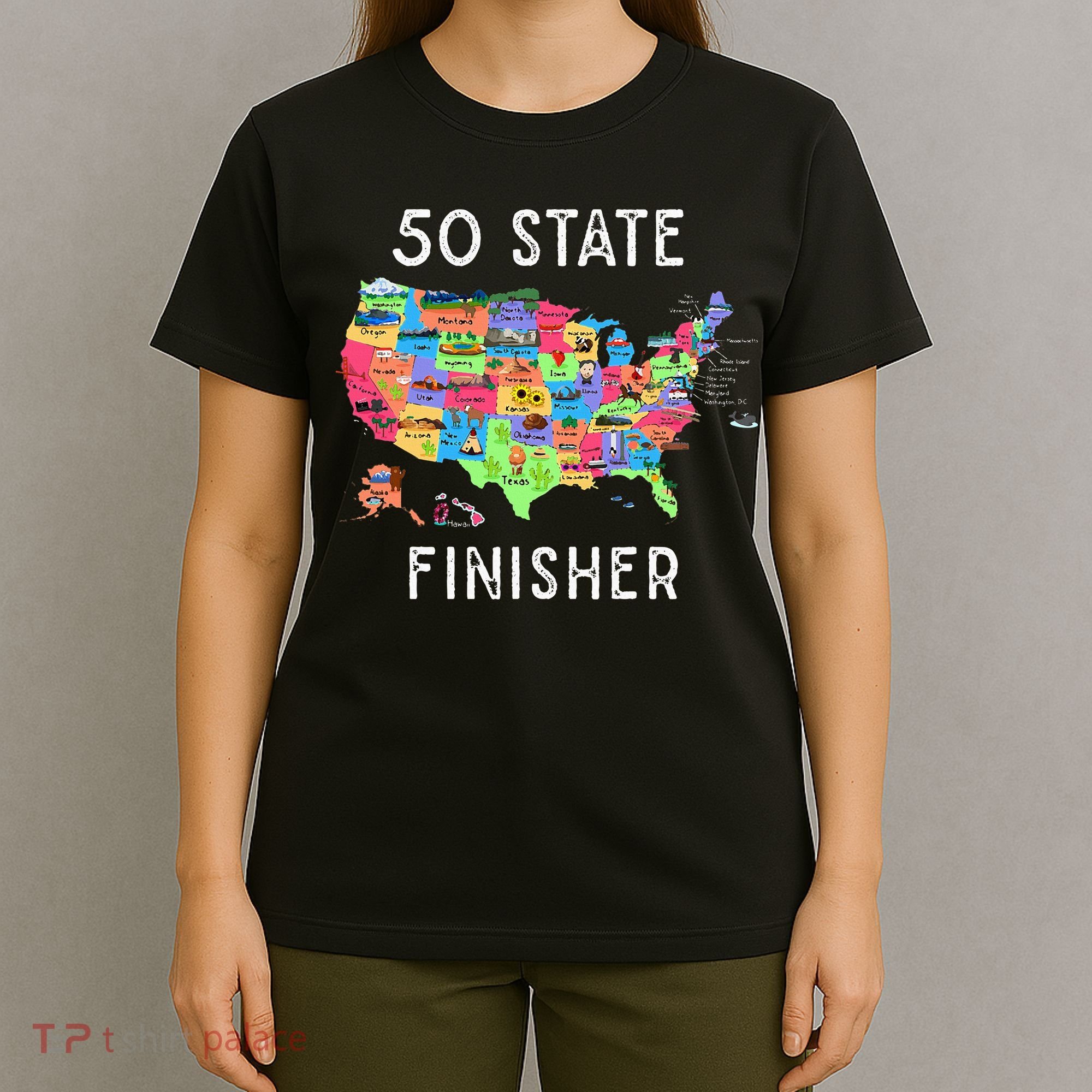USA Travel Gift Visit 50 States Map T-Shirt