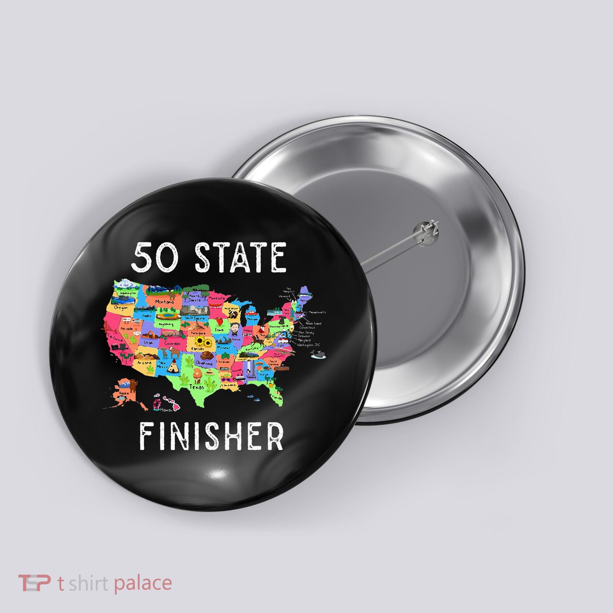 USA Travel Gift Visit 50 States Map Button