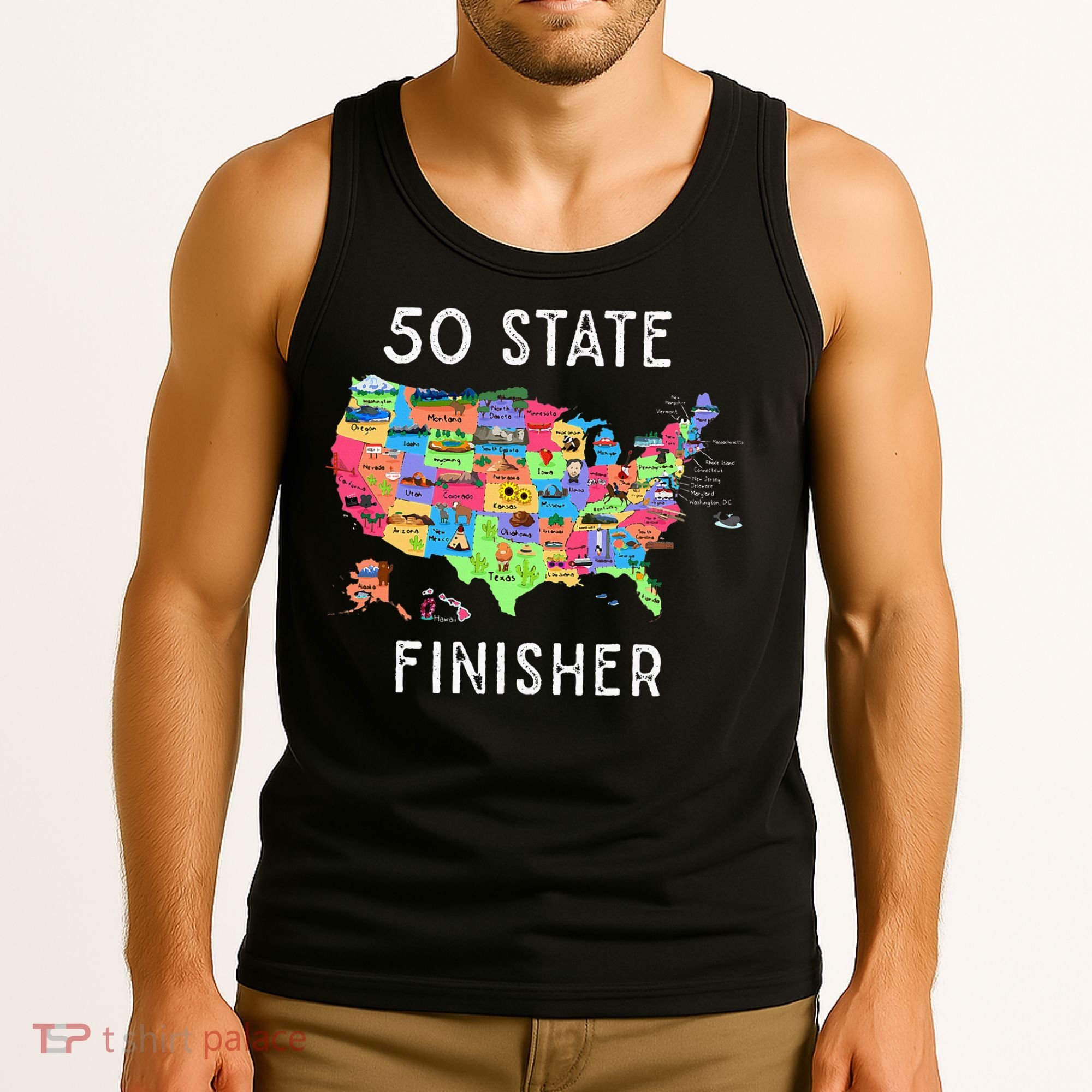 USA Travel Gift Visit 50 States Map Tank Top