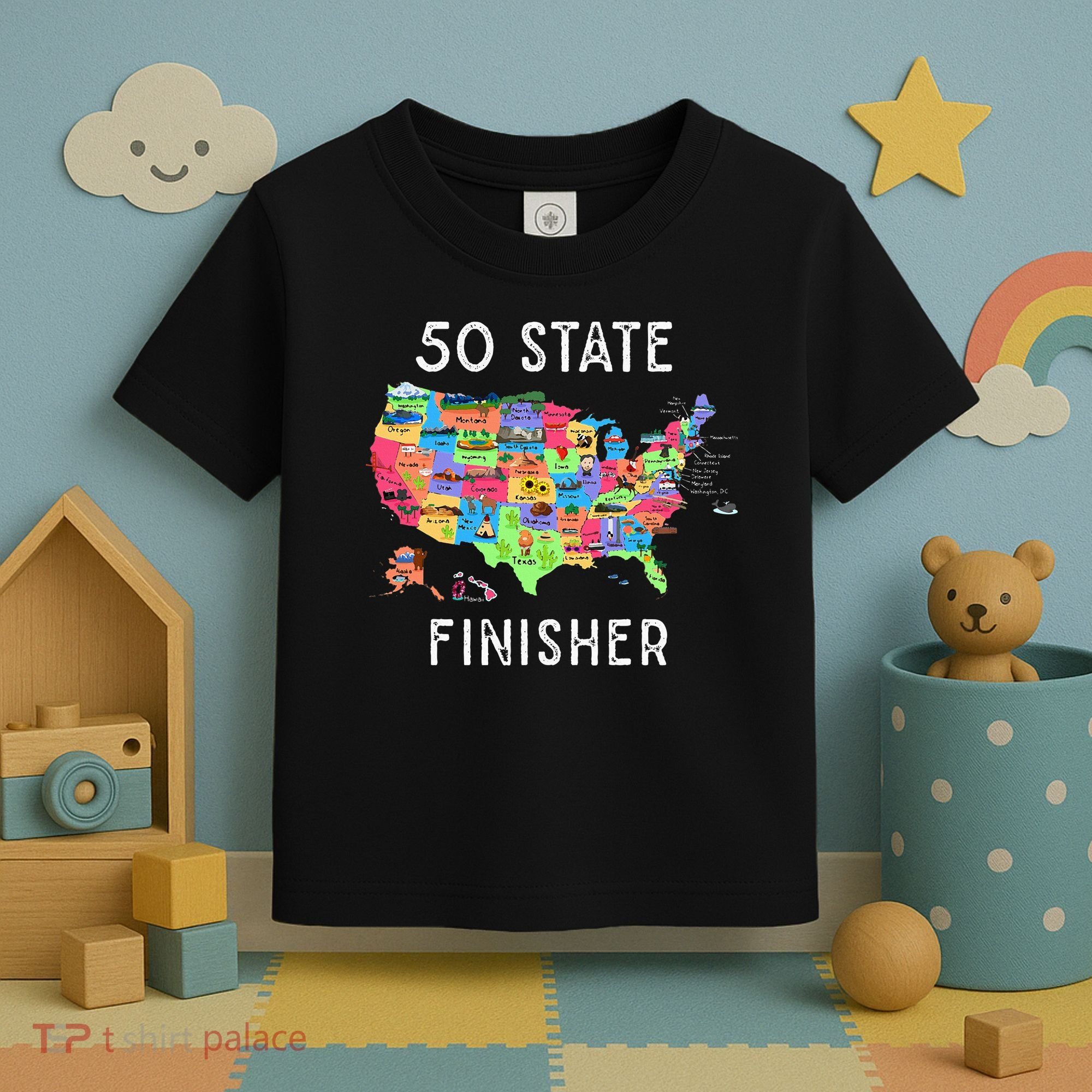 USA Travel Gift Visit 50 States Map Toddler T-Shirt
