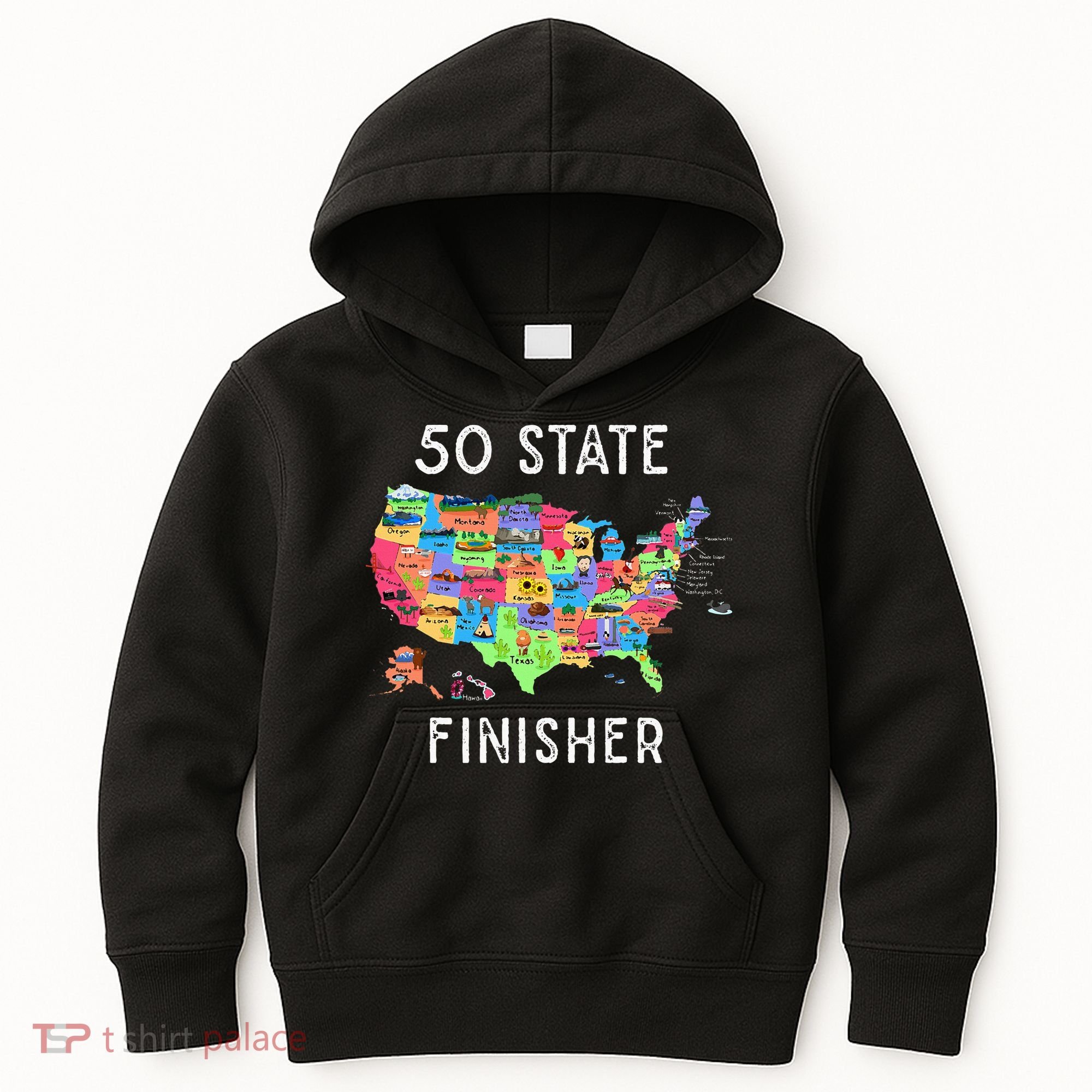 USA Travel Gift Visit 50 States Map Kids Hoodie