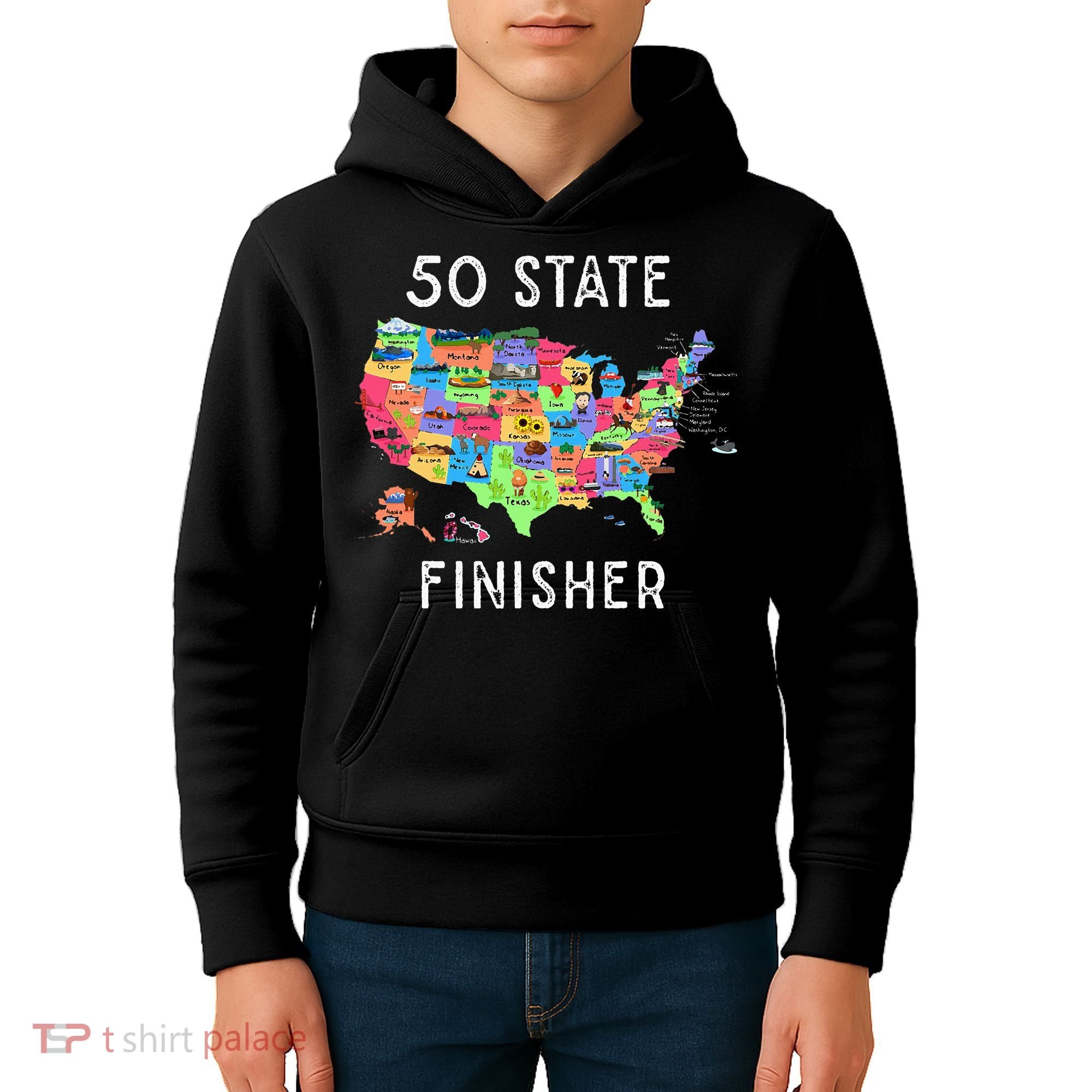 USA Travel Gift Visit 50 States Map Kids Hoodie