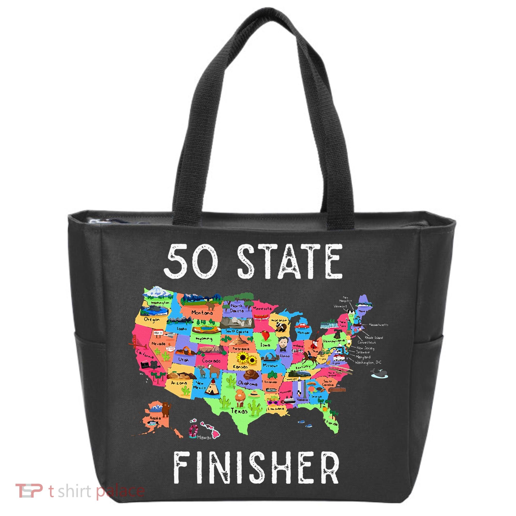 USA Travel Gift Visit 50 States Map Tote Bag
