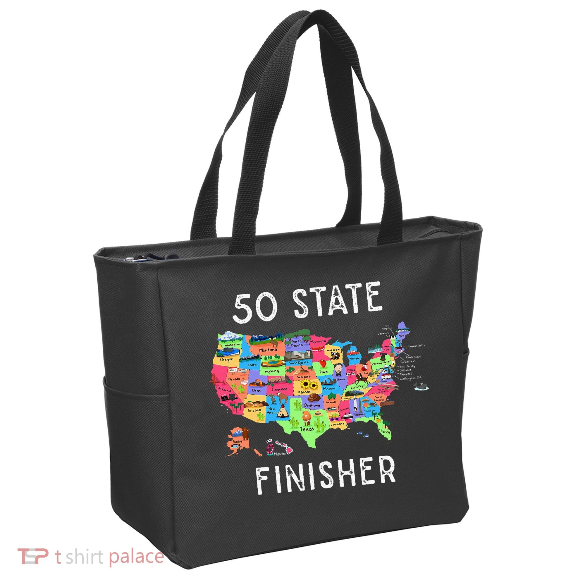 USA Travel Gift Visit 50 States Map Tote Bag