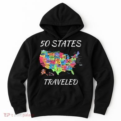 USA Travel Gift Visit 50 States Map Hoodie