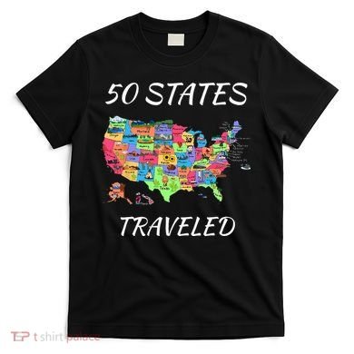 USA Travel Gift Visit 50 States Map T-Shirt