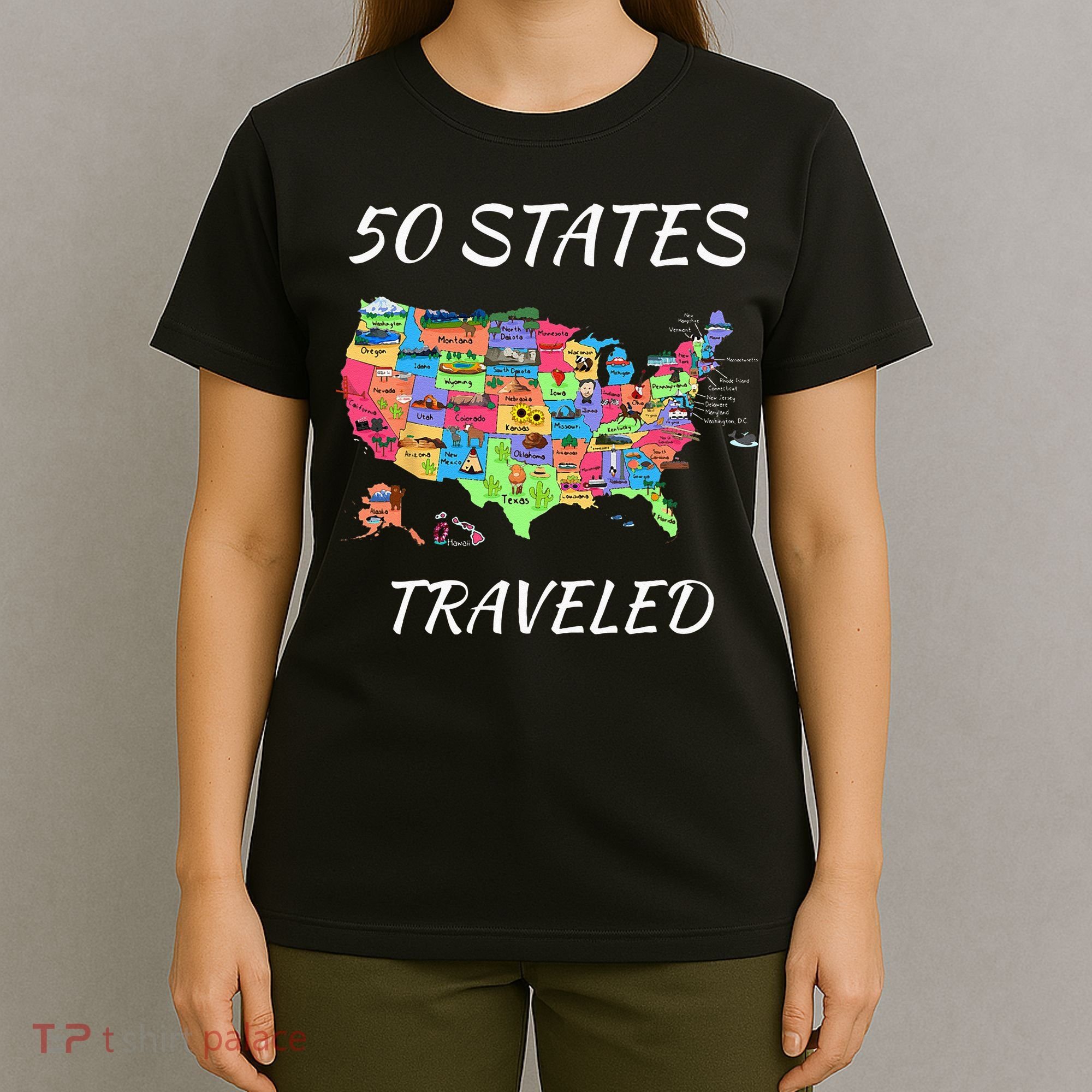 USA Travel Gift Visit 50 States Map T-Shirt