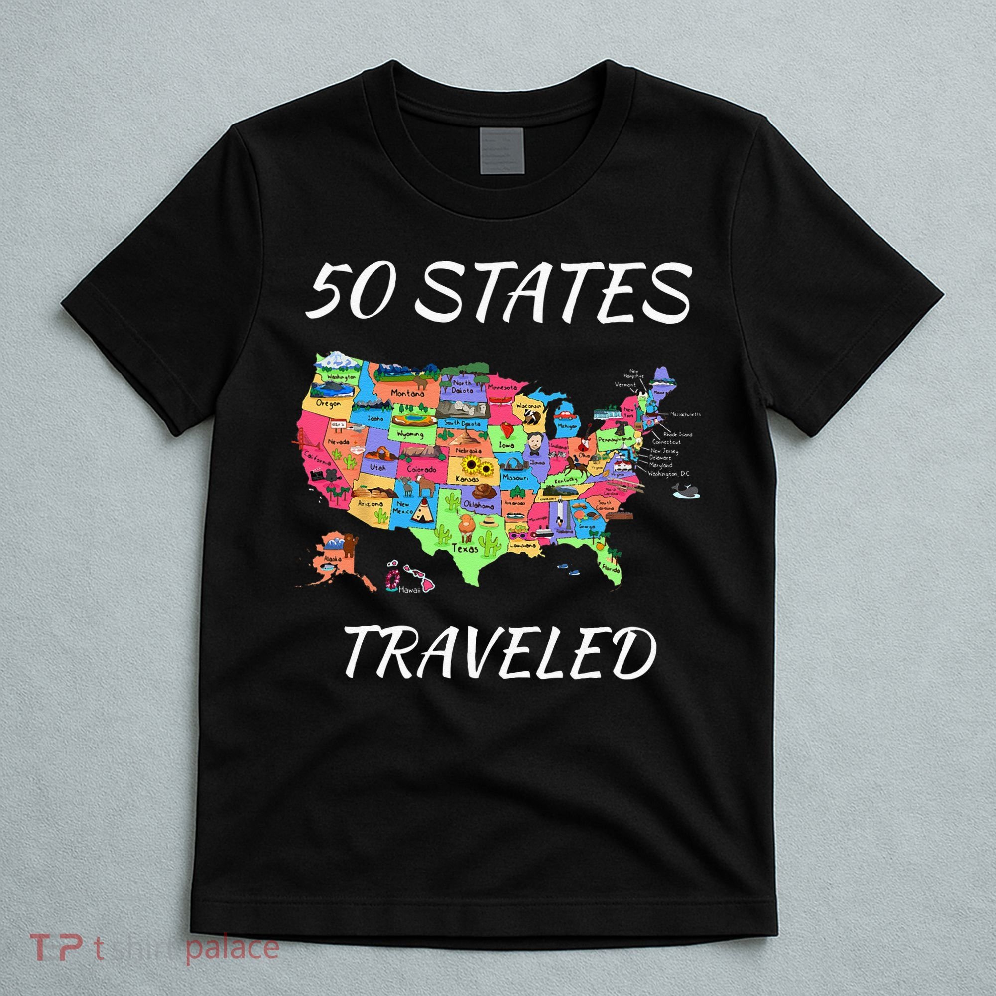 USA Travel Gift Visit 50 States Map T-Shirt