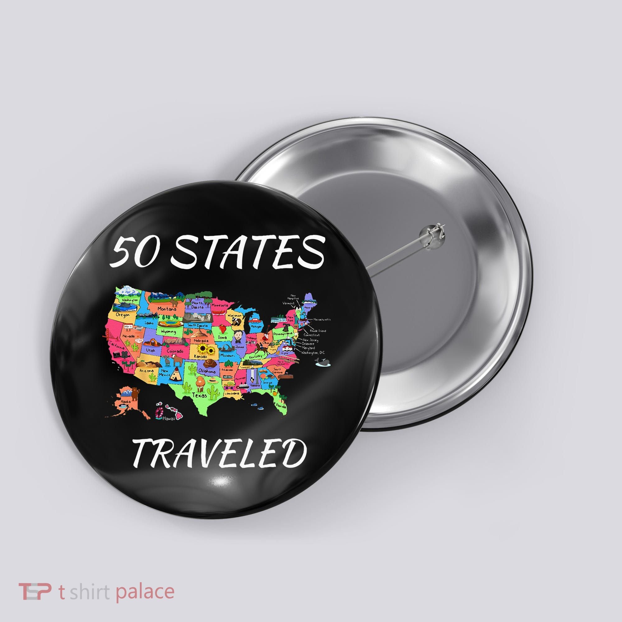 USA Travel Gift Visit 50 States Map Button