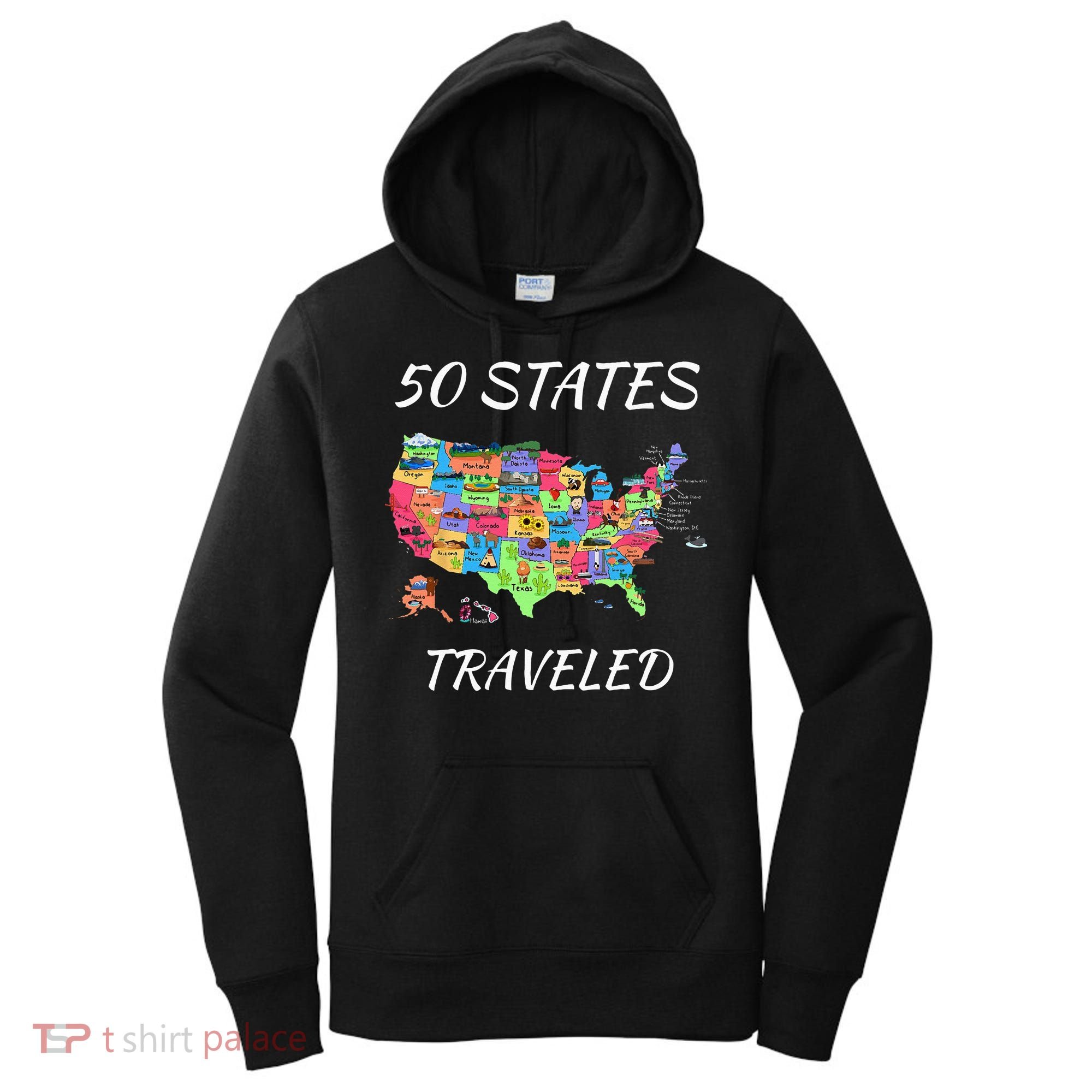 USA Travel Gift Visit 50 States Map Women's Hoodie
