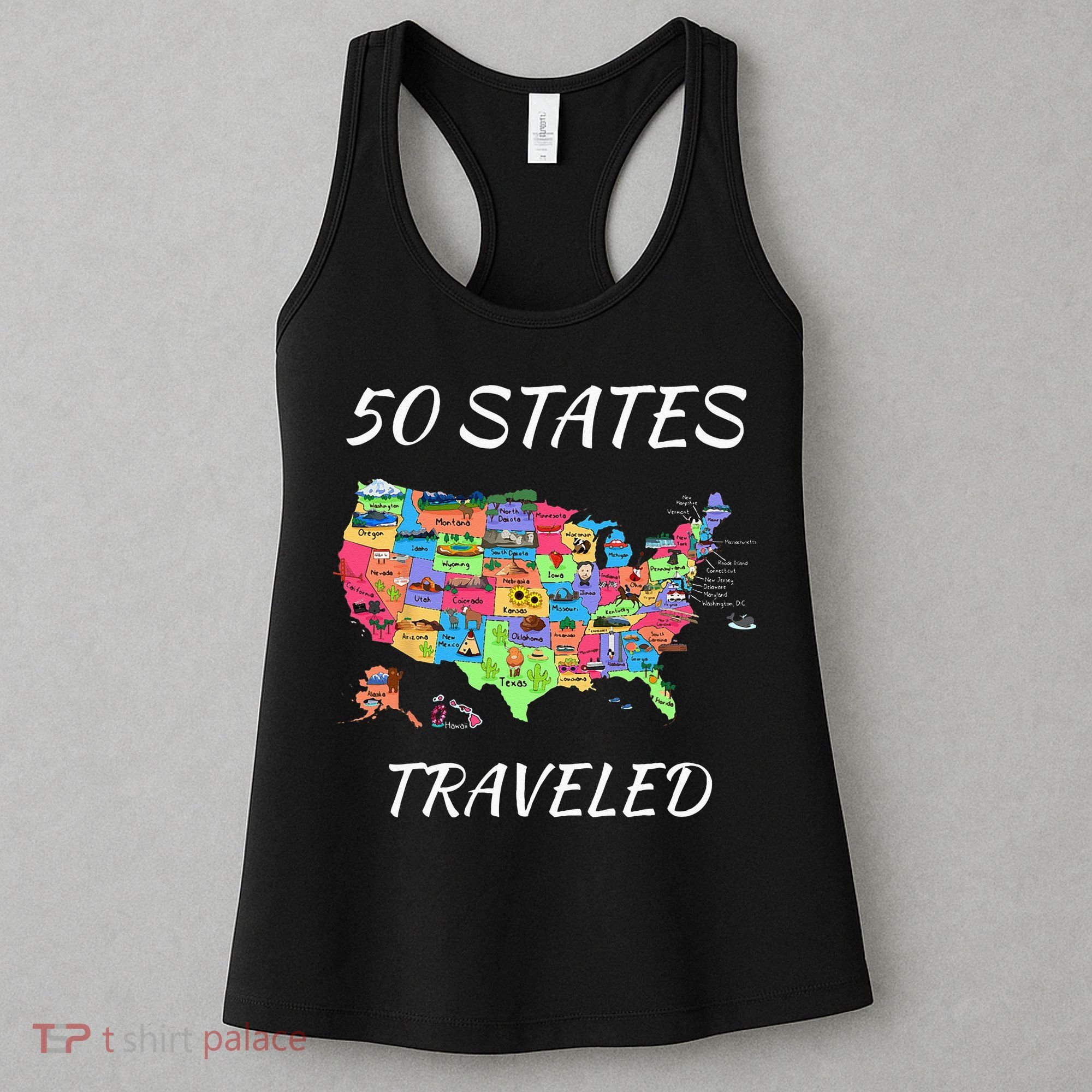 USA Travel Gift Visit 50 States Map Women's Tank Top