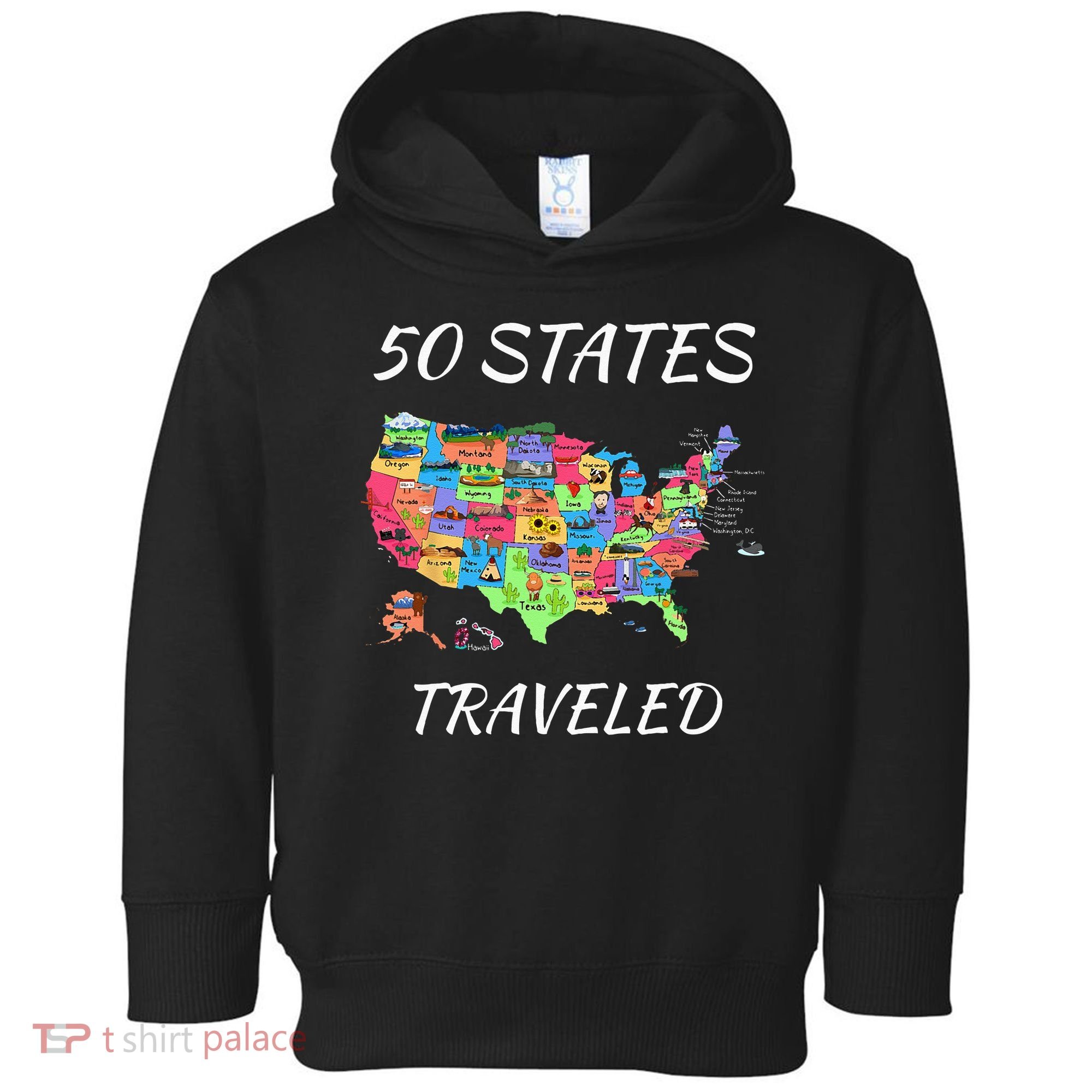 USA Travel Gift Visit 50 States Map Toddler Hoodie