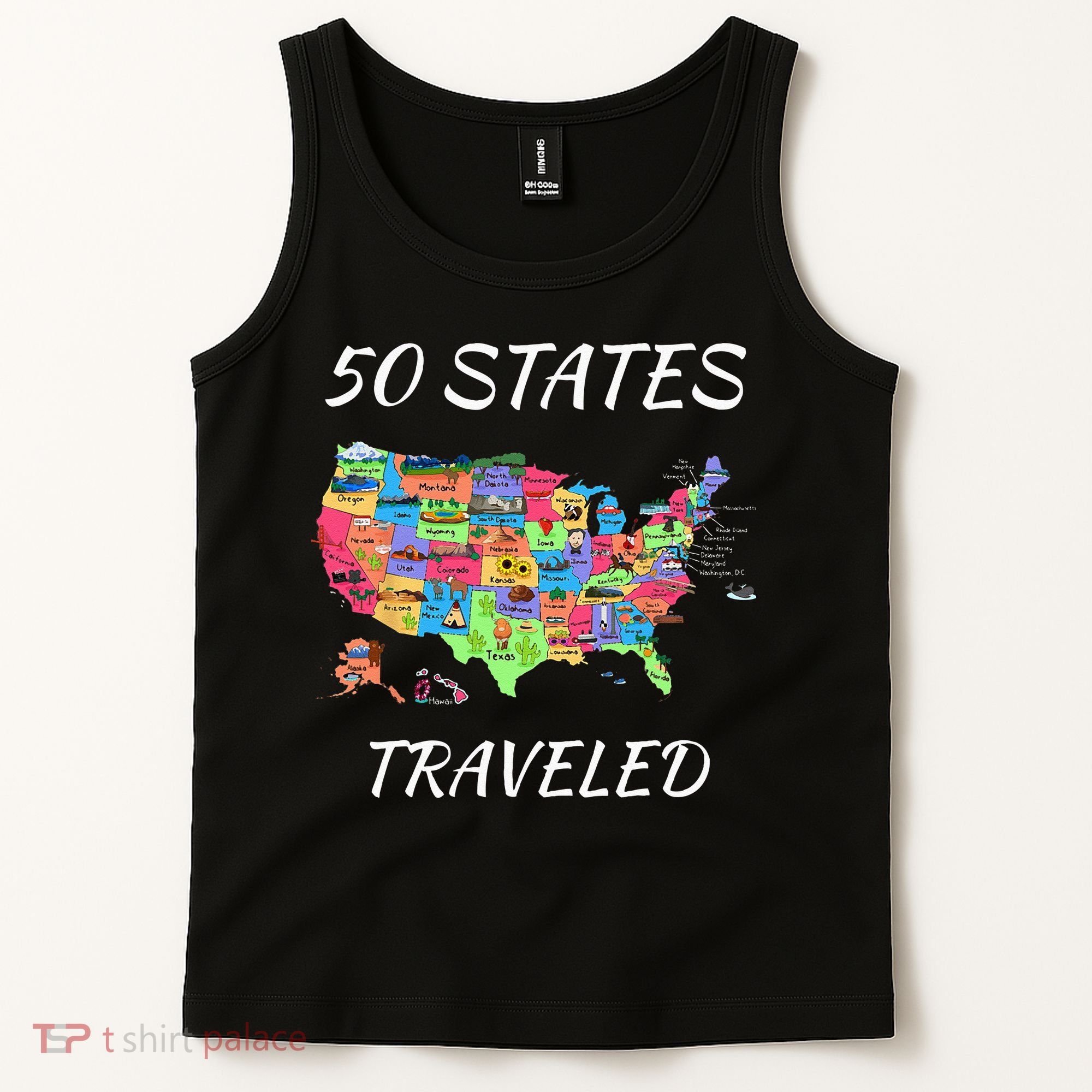 USA Travel Gift Visit 50 States Map Tank Top