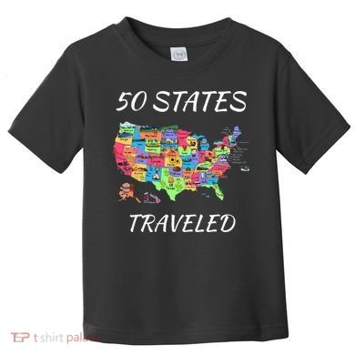 USA Travel Gift Visit 50 States Map Toddler T-Shirt