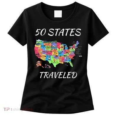 USA Travel Gift Visit 50 States Map Women's T-Shirt