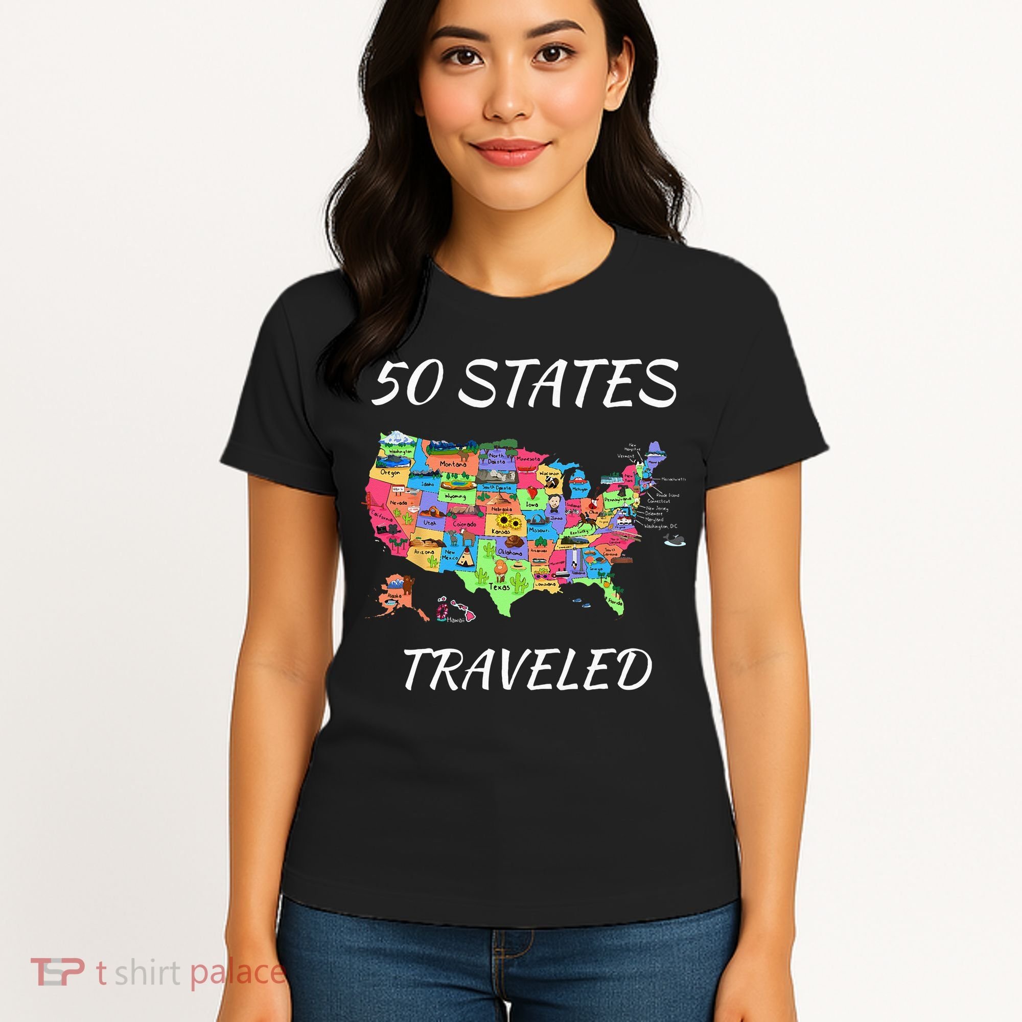 USA Travel Gift Visit 50 States Map Women's T-Shirt