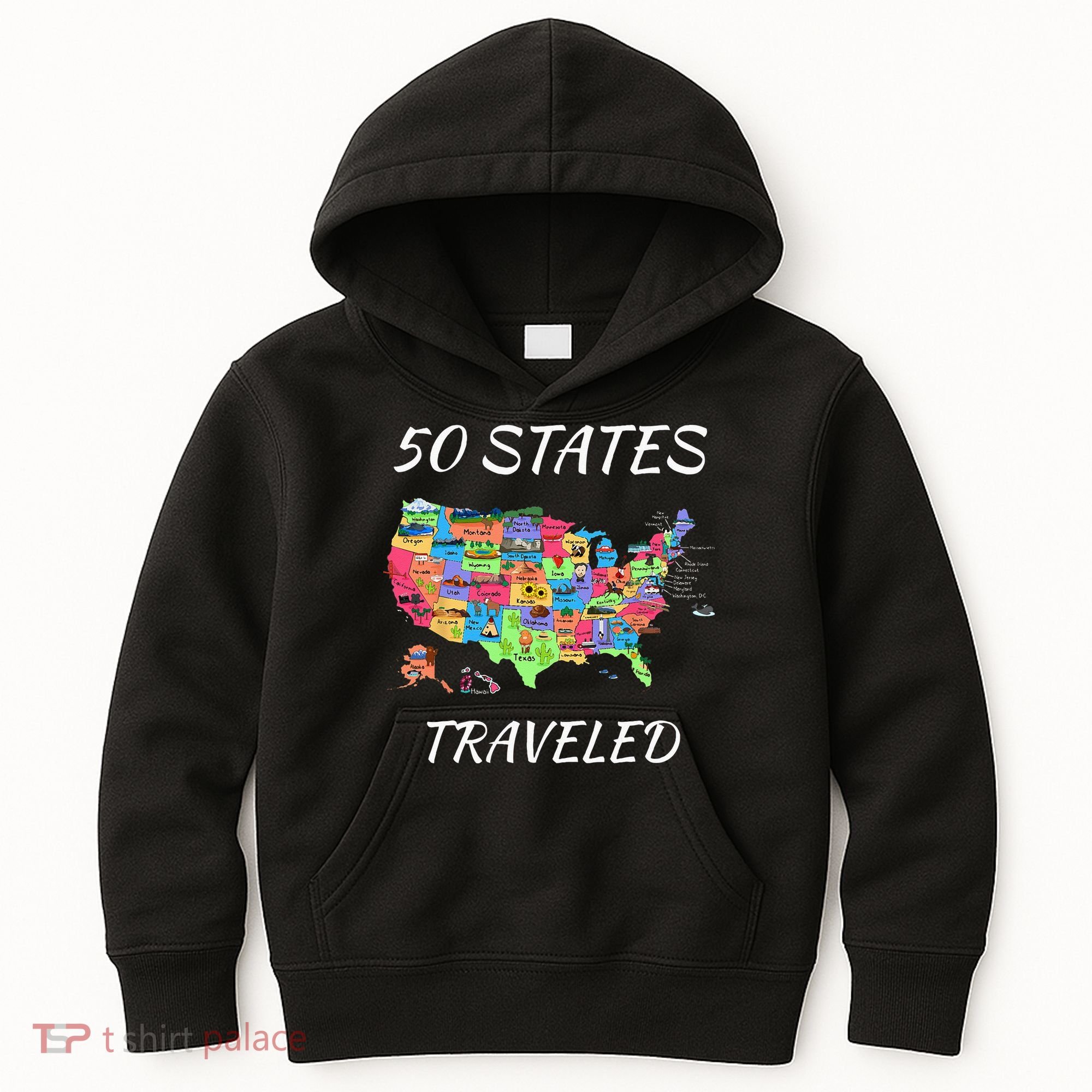 USA Travel Gift Visit 50 States Map Kids Hoodie