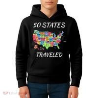USA Travel Gift Visit 50 States Map Kids Hoodie thumb 4