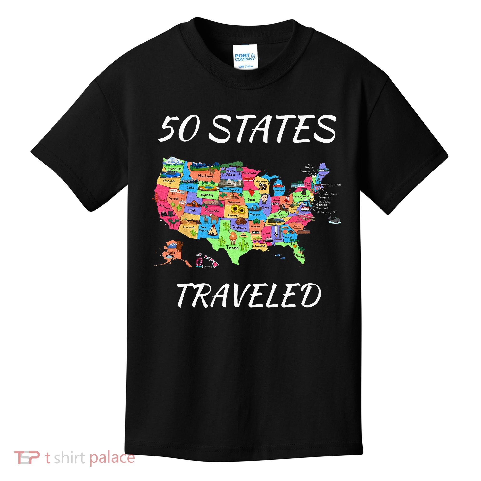 USA Travel Gift Visit 50 States Map Kids T-Shirt