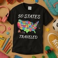 USA Travel Gift Visit 50 States Map Kids T-Shirt thumb 3
