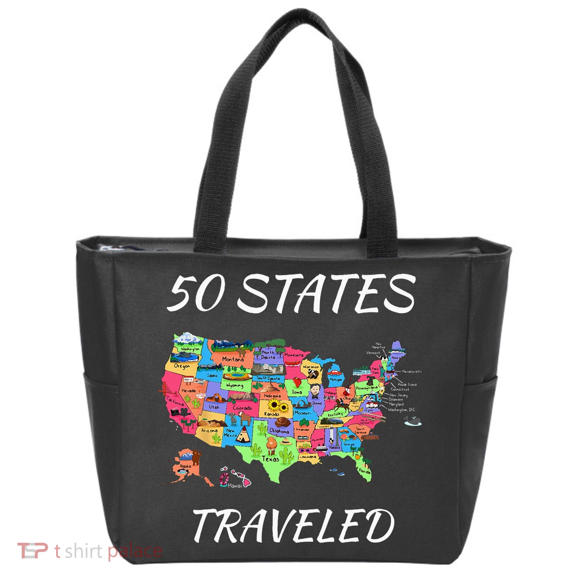USA Travel Gift Visit 50 States Map Tote Bag