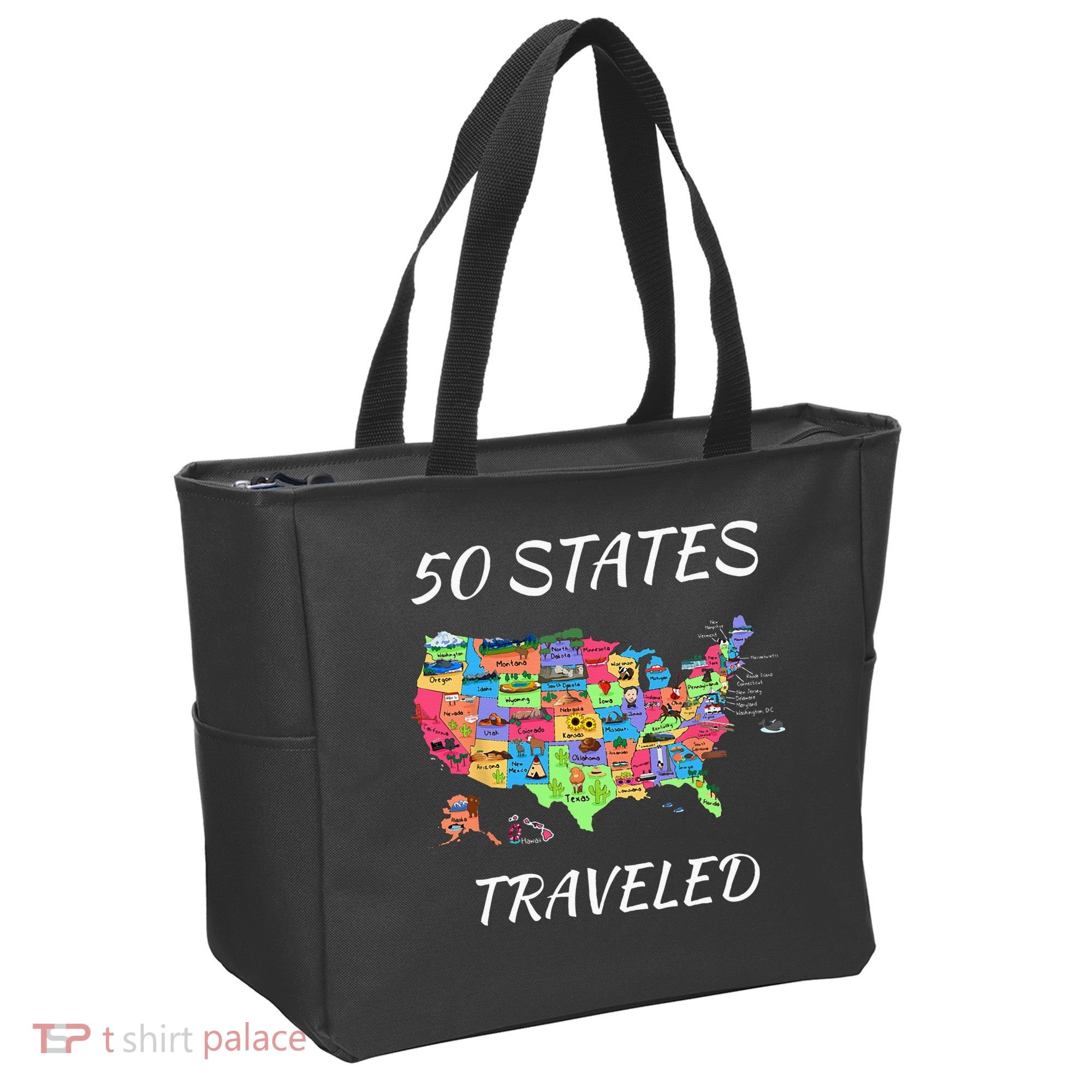 USA Travel Gift Visit 50 States Map Tote Bag