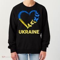 Ukraine Tee Heart Butterfly I Stand With Ukraine Flag Cool Gift Women's Sweatshirt thumb 0
