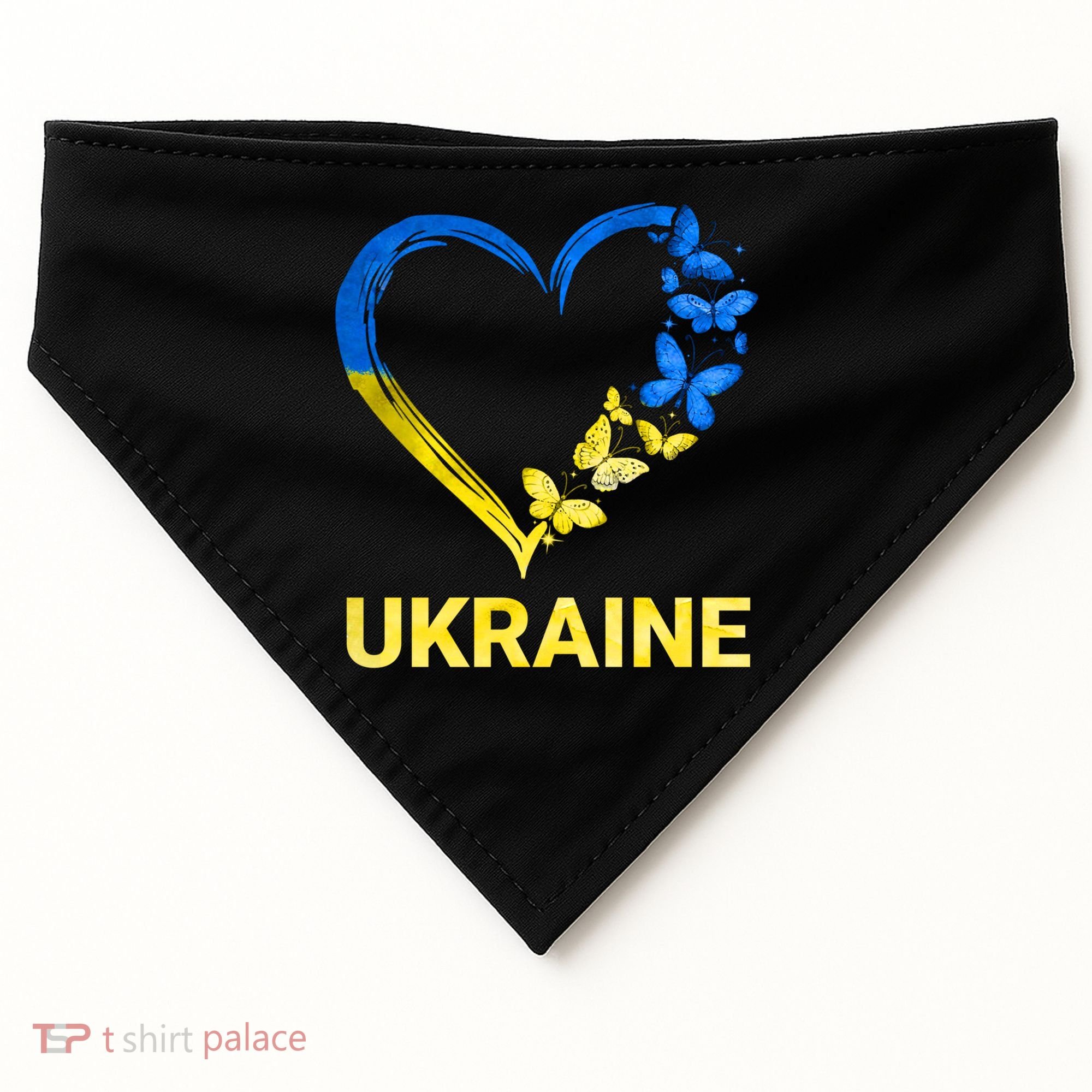 Ukraine Tee Heart Butterfly I Stand With Ukraine Flag Cool Gift USA-Made Doggie Bandana