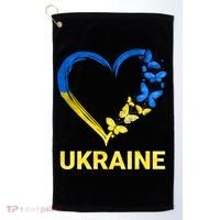 Ukraine Tee Heart Butterfly I Stand With Ukraine Flag Cool Gift Golf Towel thumb 0