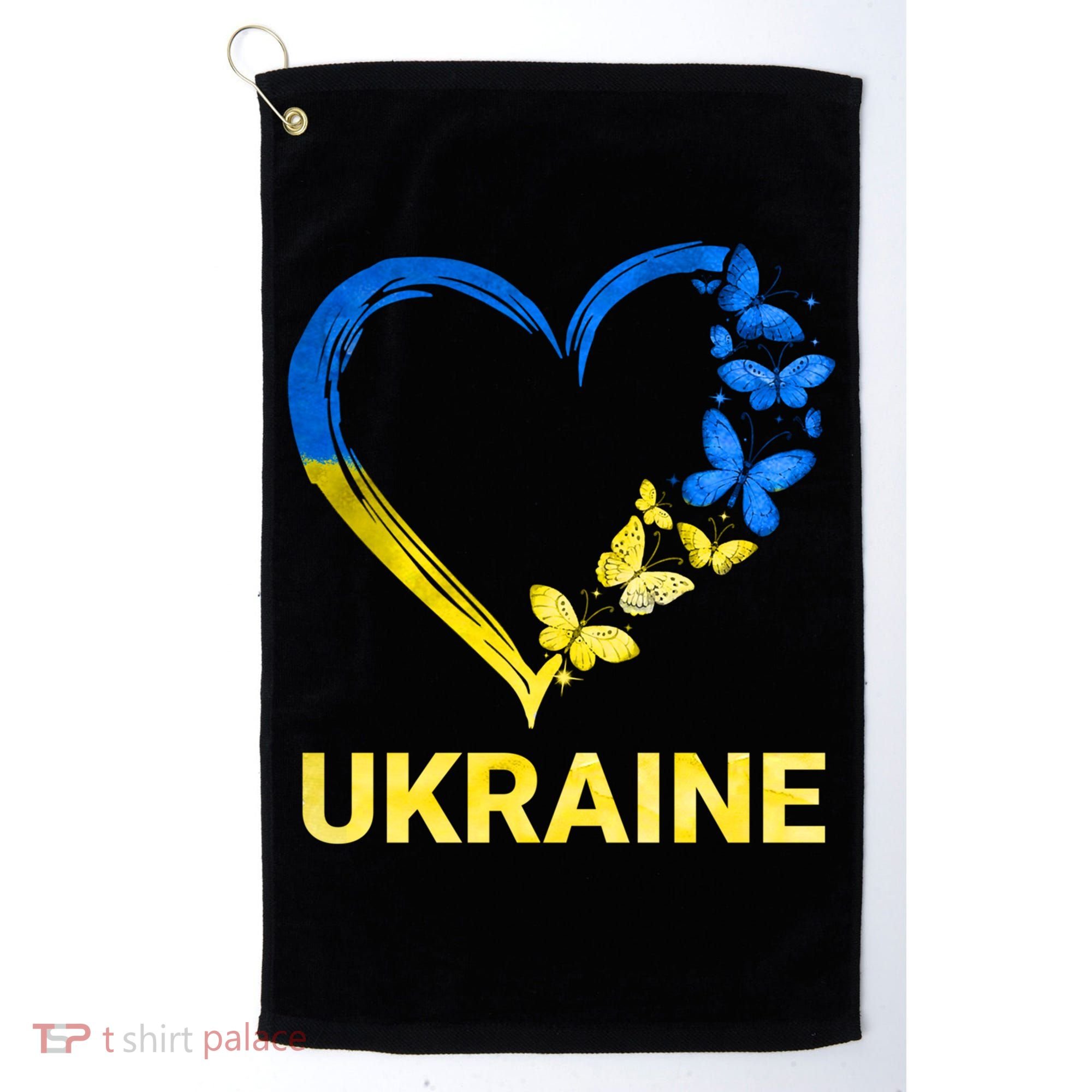 Ukraine Tee Heart Butterfly I Stand With Ukraine Flag Cool Gift Golf Towel