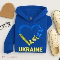 Ukraine Tee Heart Butterfly I Stand With Ukraine Flag Cool Gift Hoodie thumb 4
