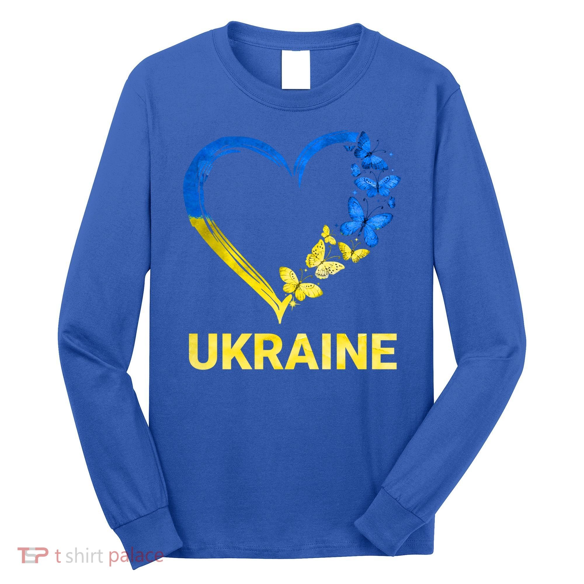 Ukraine Tee Heart Butterfly I Stand With Ukraine Flag Cool Gift Long Sleeve Shirt