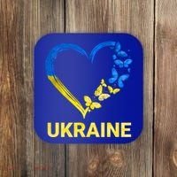 Ukraine Tee Heart Butterfly I Stand With Ukraine Flag Cool Gift Coaster thumb 0