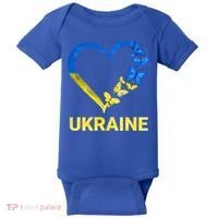 Ukraine Tee Heart Butterfly I Stand With Ukraine Flag Cool Gift Baby Bodysuit thumb 0