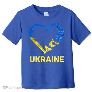 Ukraine Tee Heart Butterfly I Stand With Ukraine Flag Cool Gift Toddler T-Shirt
