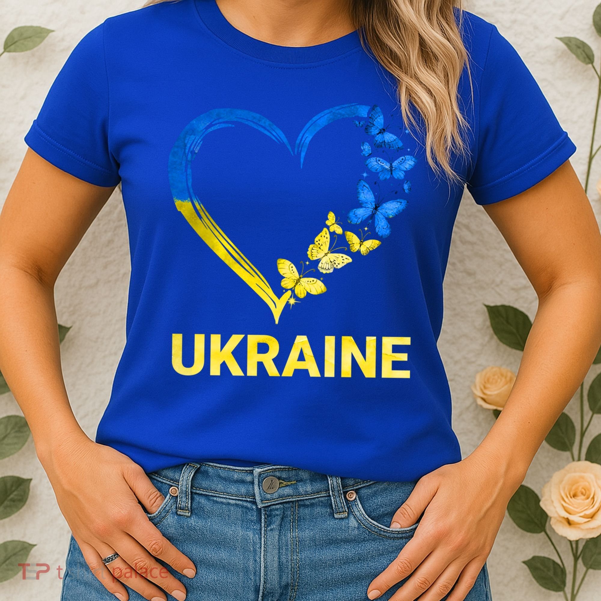 Ukraine Tee Heart Butterfly I Stand With Ukraine Flag Cool Gift Women's T-Shirt