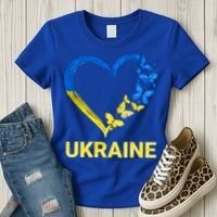 Ukraine Tee Heart Butterfly I Stand With Ukraine Flag Cool Gift Women's T-Shirt thumb 3