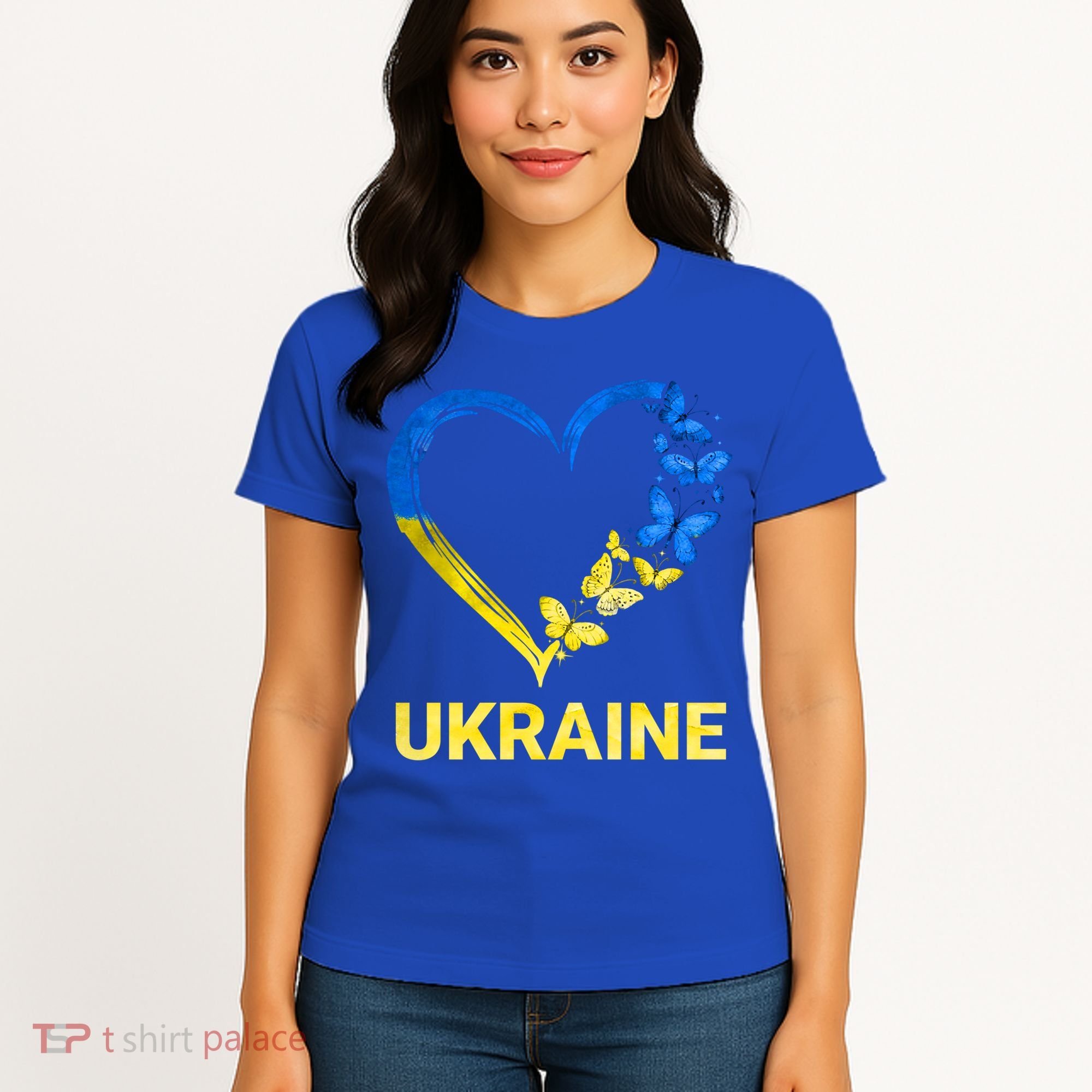 Ukraine Tee Heart Butterfly I Stand With Ukraine Flag Cool Gift Women's T-Shirt