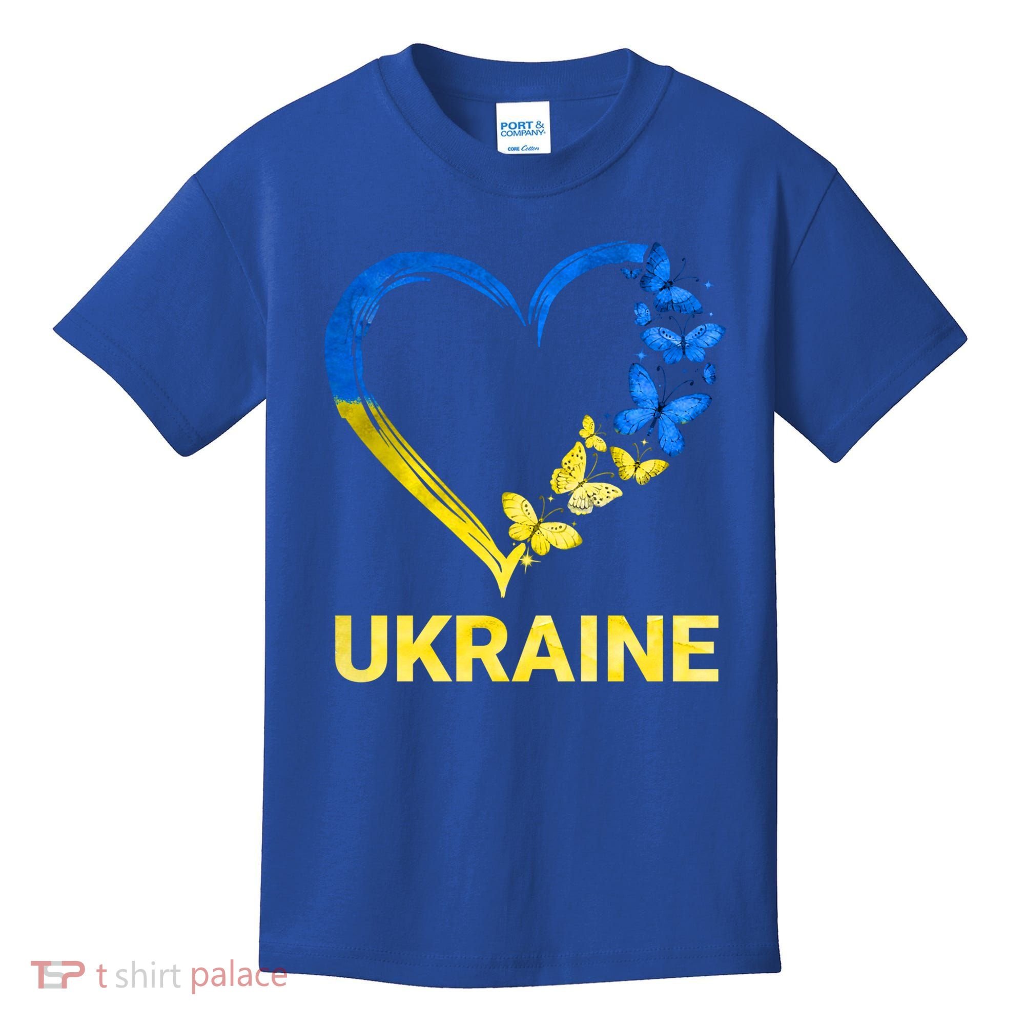 Ukraine Tee Heart Butterfly I Stand With Ukraine Flag Cool Gift Kids T-Shirt