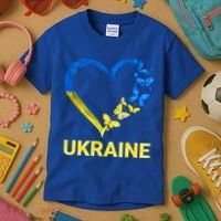 Ukraine Tee Heart Butterfly I Stand With Ukraine Flag Cool Gift Kids T-Shirt thumb 3