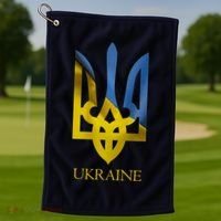 Ukraine Trident I Stand With Ukrainian Pride Support Golf Towel thumb 1