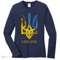 Ukraine Trident I Stand With Ukrainian Pride Support Women's Long Sleeve Shirt thumb 0