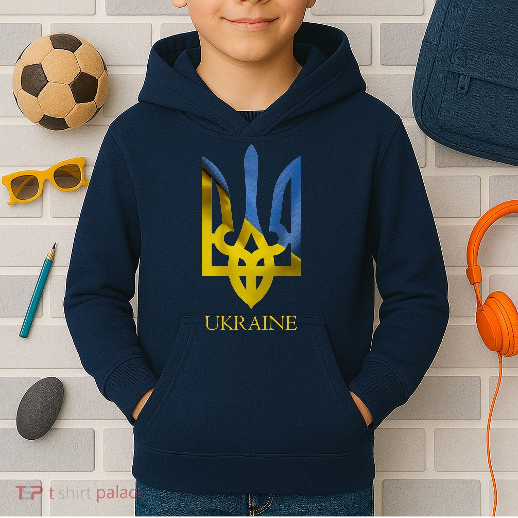 Ukraine Trident I Stand With Ukrainian Pride Support Kids Hoodie